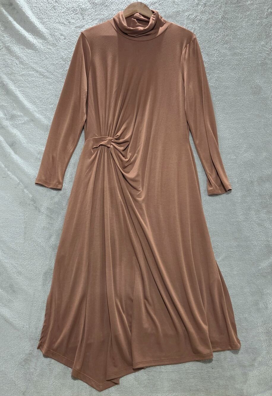 Reiss Petite Womens Camel Brown Draped Jersey Midi Dress Size 12 Petite Modest